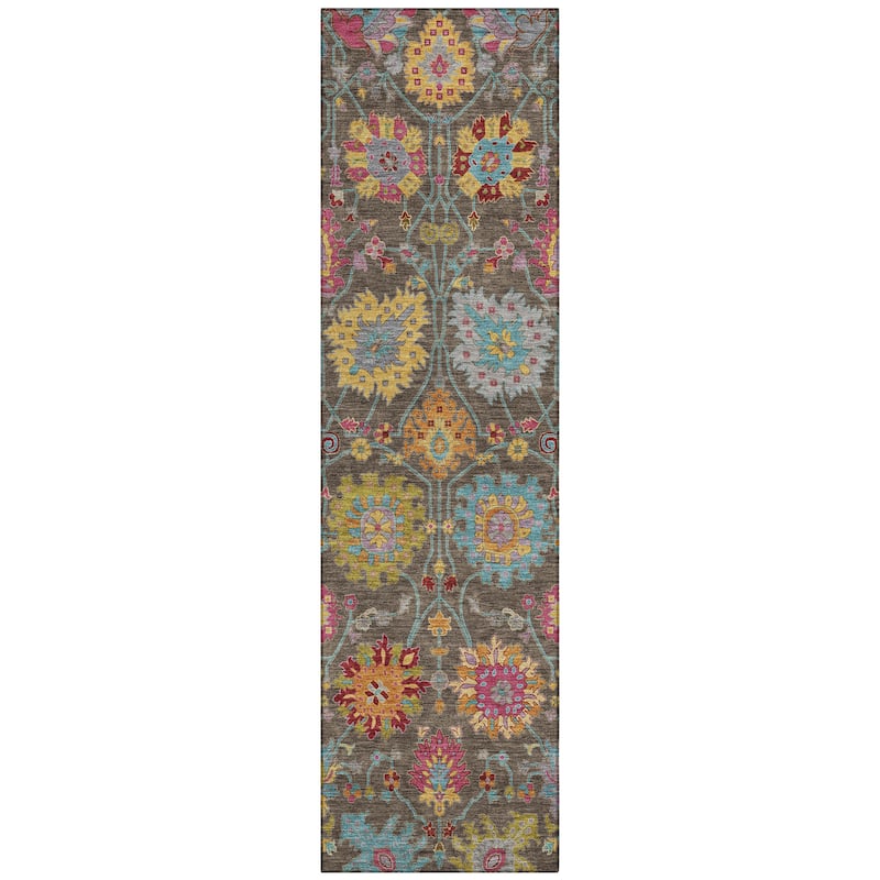 Machine Washable Indoor/ Outdoor Traditional Kashan Chantille Rug