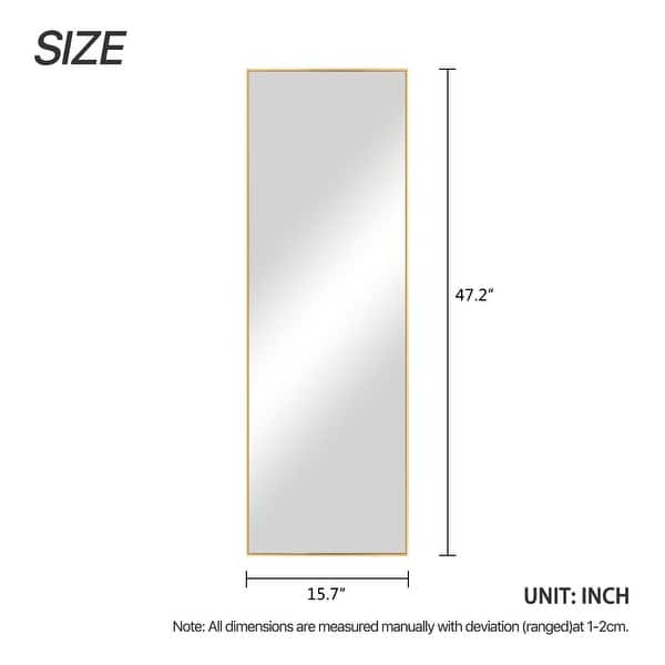Modern Sleek Metal Frame Fulllength Hanging or Leaning Wall Mirror