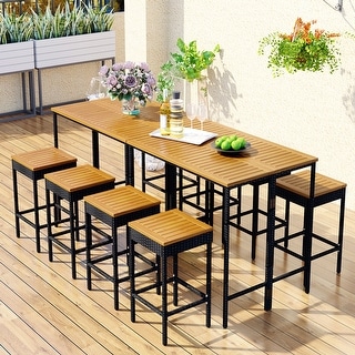 10 Piece Patio Wicker High Dining Bistro Set PE Rattan Dining