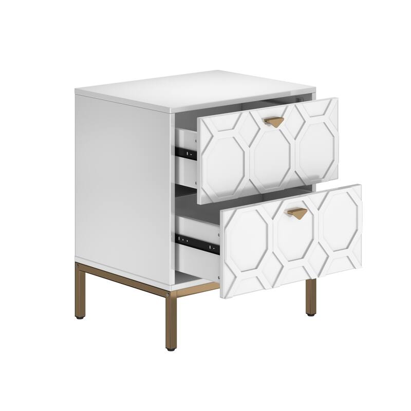 Clihome Wooden 2-Drawer Storage Nightstand