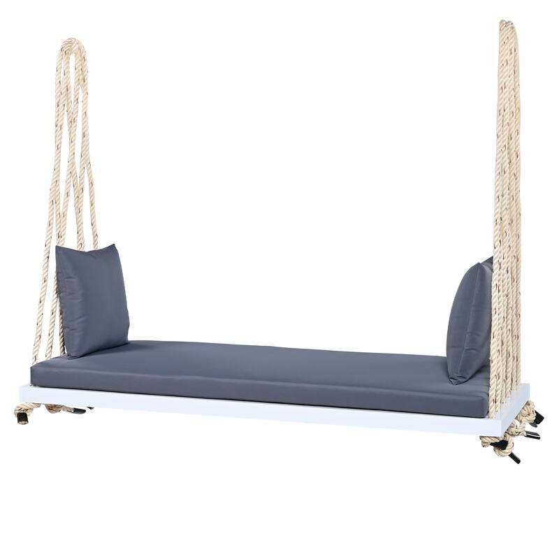 Hanging Porch Swing Bench with Cushion and Pillows