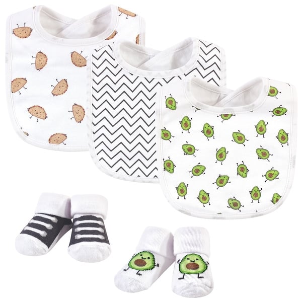 slide 1 of 1, Hudson Baby Infant Cotton Bib and Sock Set 5pk, Avocado Taco, One Size - Avocado Taco - One Size One Size - Avocado Taco