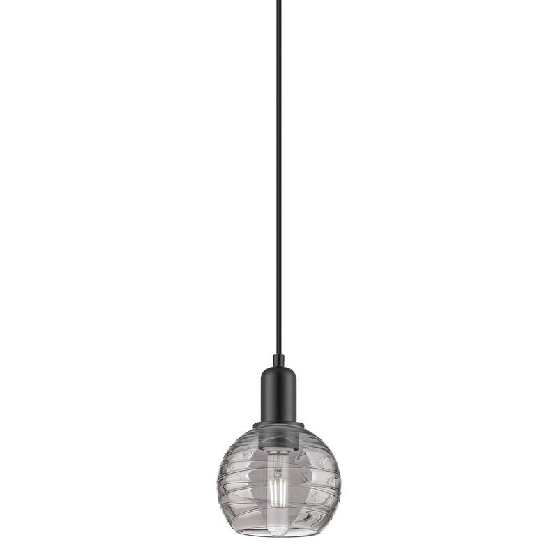 Innovations Lighting 716-1P-8-6 Athens Deco Swirl Pendant Athens Deco - Matte Black / Light Smoke Deco Swirl