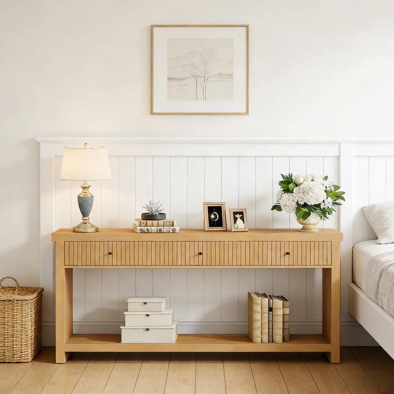 Modern Long Console Table - Wooden Sofa & Coffee Table