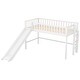 preview thumbnail 5 of 24, Twin Size Low Loft Bed with Ladder and Slide,Cottage Style Wooden Bed