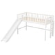 preview thumbnail 5 of 11, White Twin Size Wood Low Loft Bed with Ladder and Slide for Kids, Boys and Girls