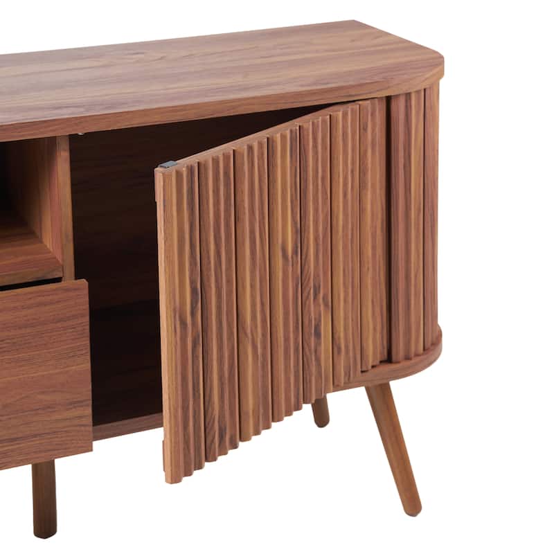 Finley 70 in. Farmhouse Curved TV Stand with Drawer and Storage Doors Fits TVs up to 75 in. with Cable Management, by JONATHAN Y