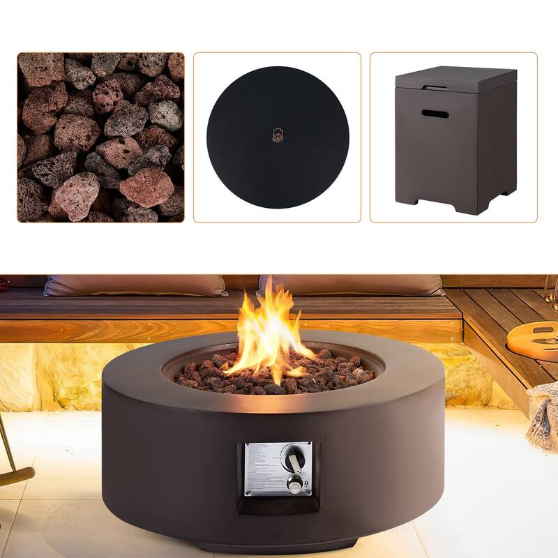 Outdoor Propane Fire Pit Table with Tank Storage and Weather-Resistant Cover