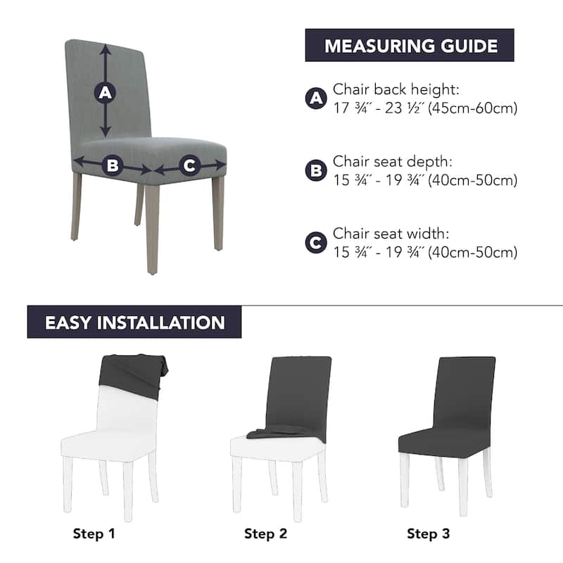 No. 918 Verity 2-pack Damask Print Stretch Fit Elastic Dining Chair Cover Pair - 28" x 39"
