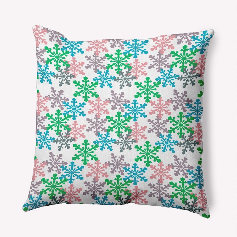 Snow Fall Winter Indoor/Outdoor Throw Pillow - 18" x 18" - Bright Green