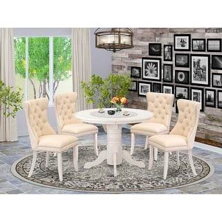 Round Pedestal Dining Table Set - 5 Piece Kitchen Table with 4 Chairs ...