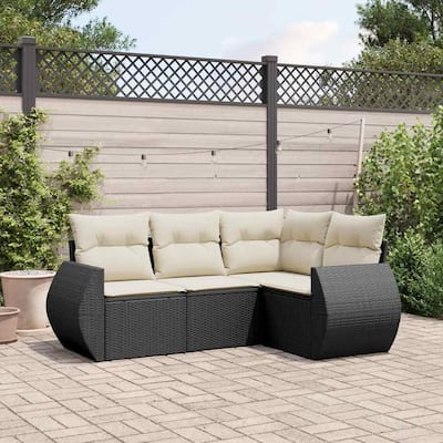 vidaXL Patio Sofa Set with Cushions Outdoor Conversation Furniture Poly Rattan