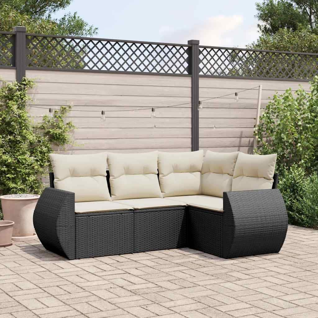 vidaXL Patio Sofa Set with Cushions Outdoor Conversation Furniture Poly Rattan