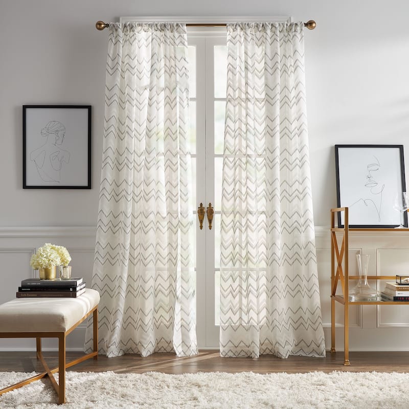 KARL LAGERFELD PARIS Simone Curtain Panel Pair - 84 Inches - White/Black