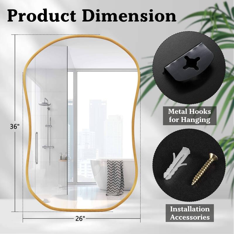 Gourd-Shaped Aluminum Alloy Framed Wall Mirror Asymmetrical Irregular Wall Mirror