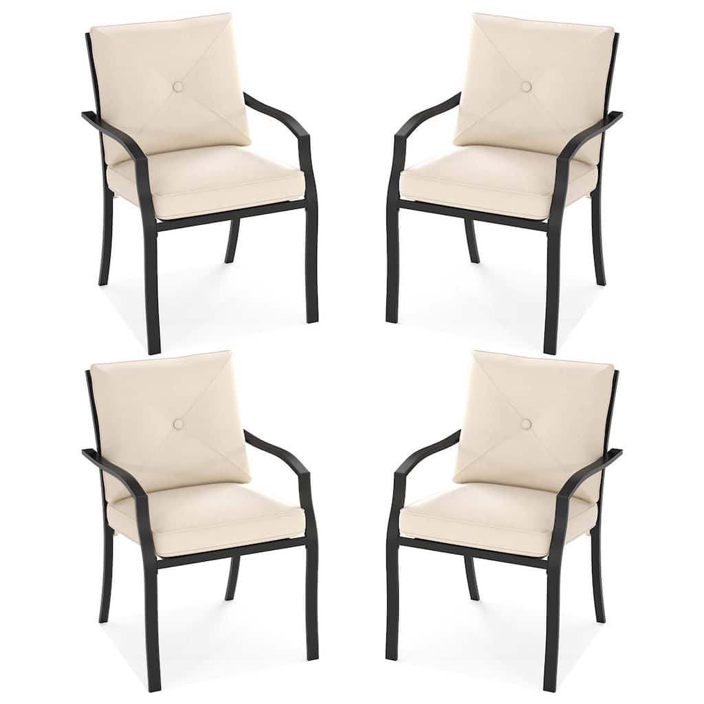 Gymax Outdoor Patio Dining Chair Set of 4 Stackable Garden Chairs with