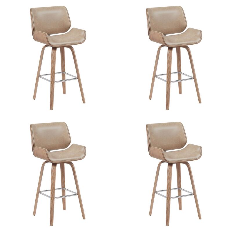 Tyler Mid-Century Swivel Bar Stool, Upholstered Counter Height Chair with Bentwood Legs
