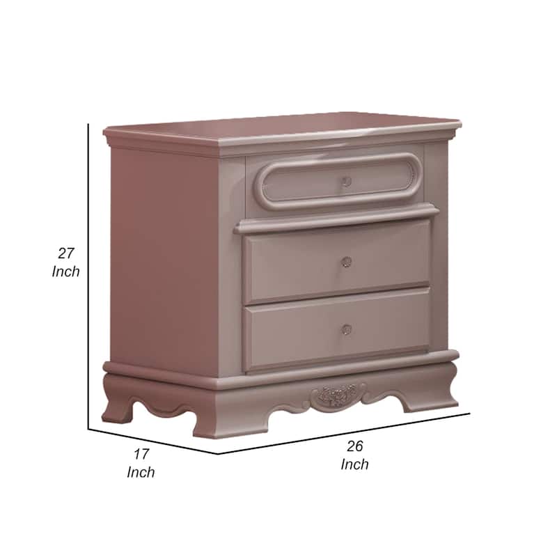 Antique White 2 Drawer 17 in. W Nightstand with Trimmed Edge Design