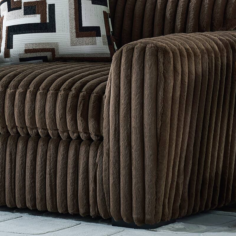 Roundhill Furniture Solenne 2-Piece Living Room Set, Oversized Sofa and Loveseat with Jumbo Corduroy Upholstery