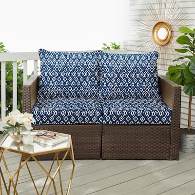 Graphic Indigo/Navy Indoor/Outdoor Loveseat Pillow and Cushion Set
