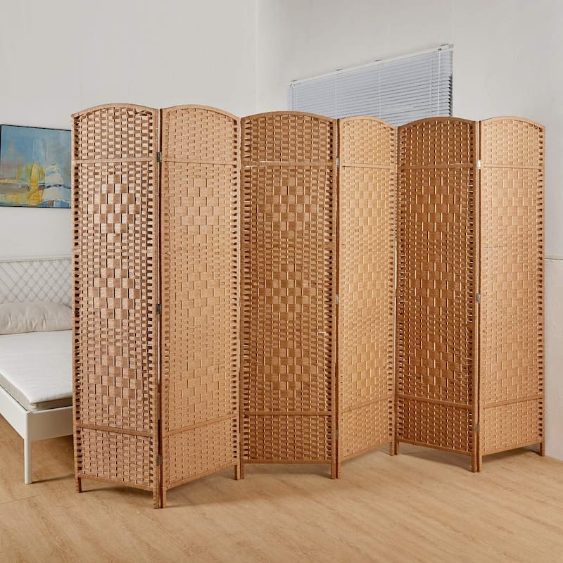 4 Panel Room Divider - Natural Wood