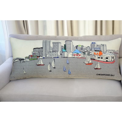 HomeRoots 35" White Baltimore Daylight Skyline Lumbar Decorative Pillow