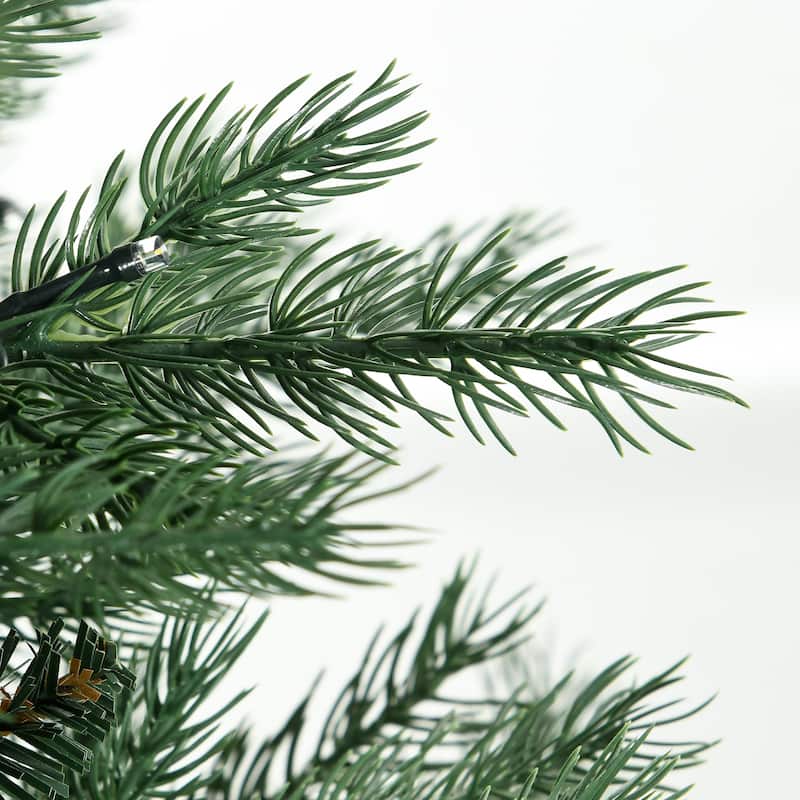 HOMCOM 6ft Tall Prelit Artificial Christmas Tree Holiday Décor with 2328 Branches, 400 Warm White LED Lights, Auto Open