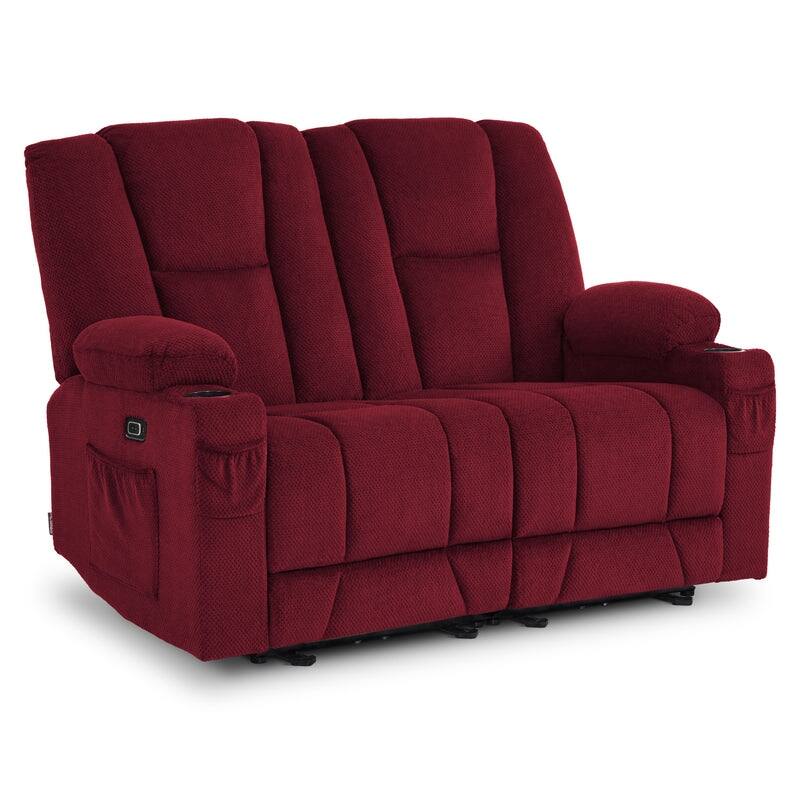 MCombo Electric Power Reclining Sofa with Massage and Lumbar Heat, Fabric 6015/6025/6035/6045