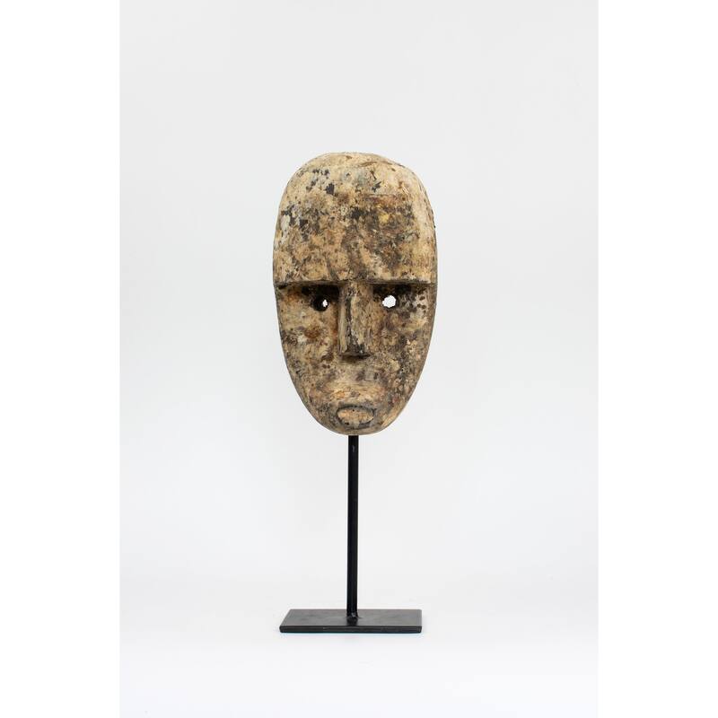 Wooden Primitive Tribal Timor Ancestral Mask with Head Carving on Stand Statue Hand Carved Sculpture Handmade Figurine Gift - Ancestral Mask