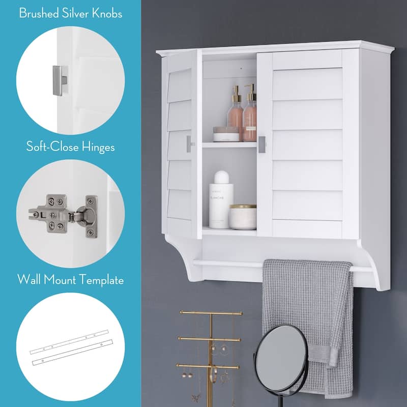 RiverRidge Brookfield Two-Door Bathroom and Laundry Wall Mount Storage Medicine Cabinet with Two Interior Shelves - White