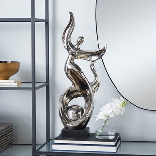 Silver Ceramic Dancing People Decorative Sculpture