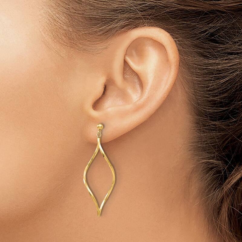 Curata 14k Yellow Gold 40x13mm Twisted Post Dangle Earrings