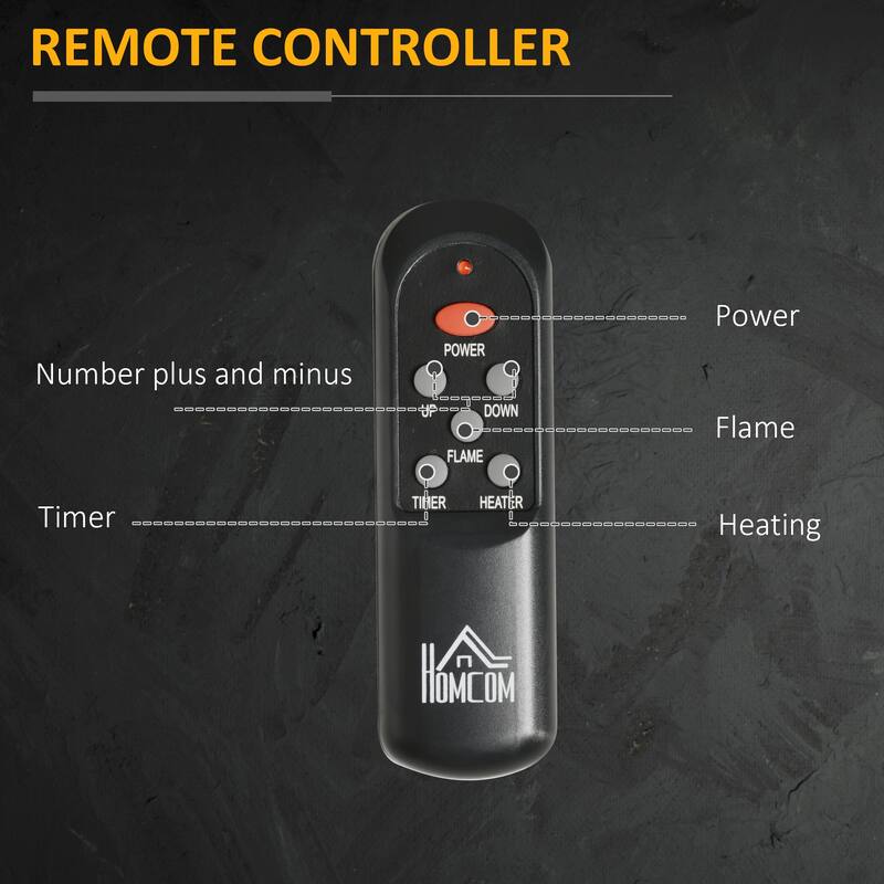 31" Freestanding Electric Fireplace Heater with Mantel, Adjustable Flame Brightness, Remote Control,Overheat Protection,1400W