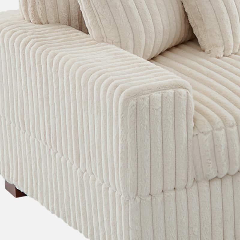 Anne 82" W Comfy Upholstered Plush Corduroy Modular Sectional Sofa