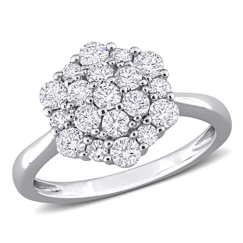 Miadora 1ct TDW Diamond Cluster Engagement Ring in 10k White Gold