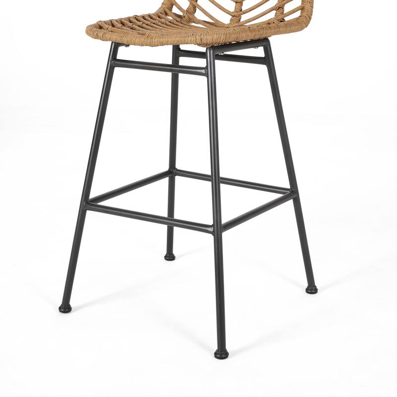 Sawtelle Outdoor Wicker Barstools (Set of 2) by Christopher Knight Home