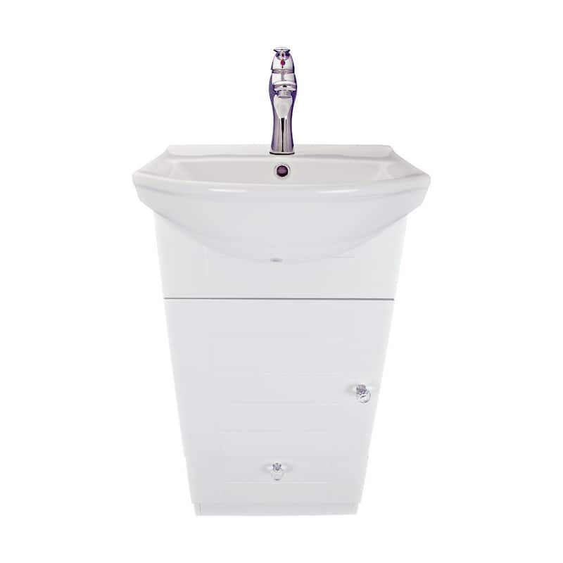 17.75" White Wallmount Bathroom Vanity with Sink, Faucet, Drain and Overflow (Set of 2)