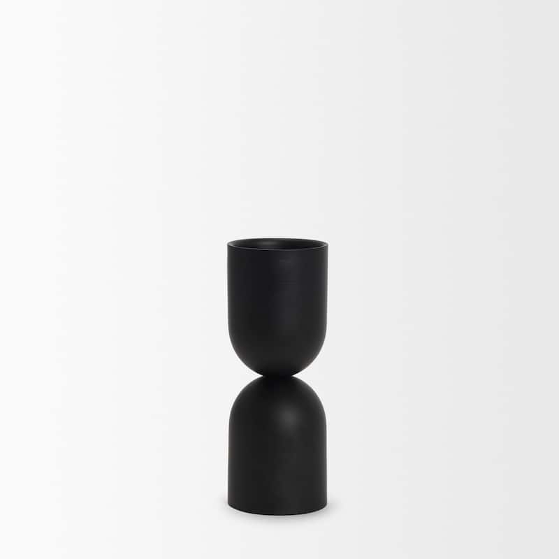 Qamra Short Black Metal Pillar Candle Holder - 3.5 x 3.5 x 9.25