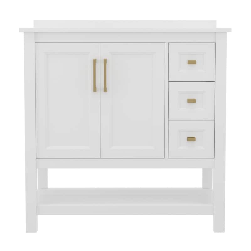 Bathroom Vanity with Sink, Open Storage, and Storage Drawers