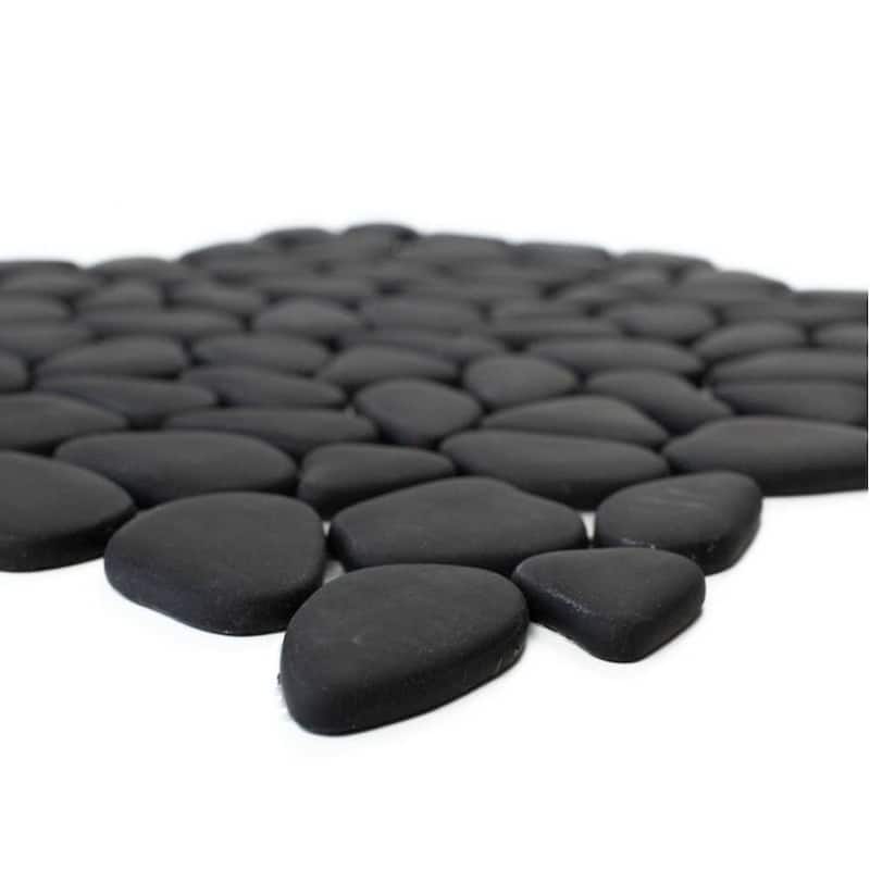 Huron Rock 12x12 Matte Glass Pebble Mosaic Tile - Floor, Wall, Backsplash