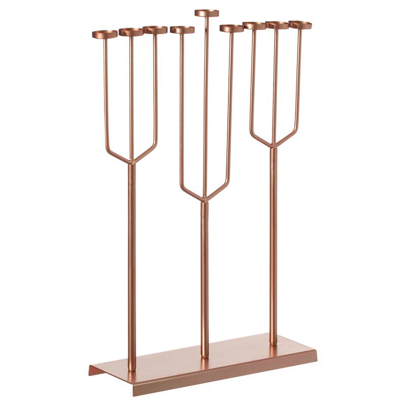 Modern Design Hanukkah Menorah Exceptional presentational piece, 9 Branch Tea Light Candle Holders - Large Rose Gold