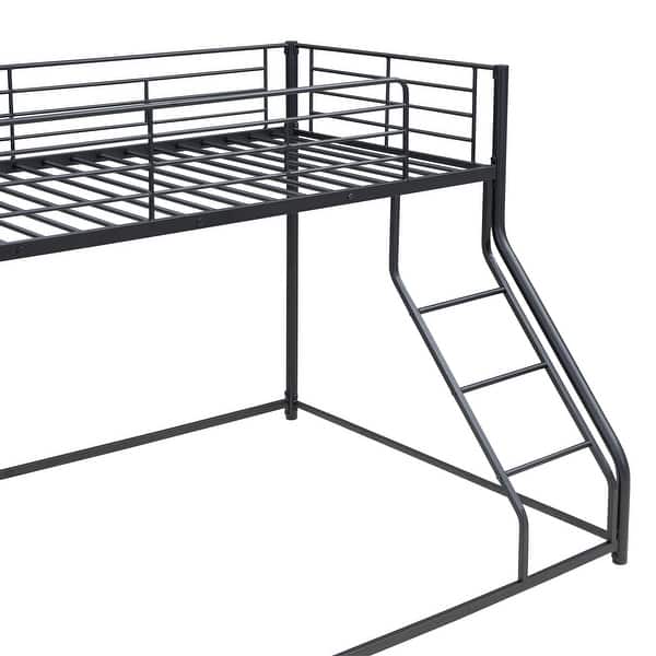 slide 2 of 12, Modern Design Twin XL over Queen Metal Floor Bunk Bed,Elegant Sloping Stairs Black