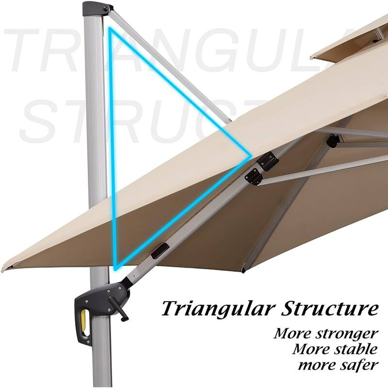 PURPLE LEAF 9 x 12 ft Double Top LED Rectangle Patio Cantilever Umbrella with Base