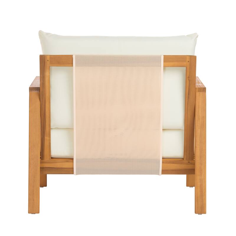 Christopher Knight Home - Outdoor Acacia Wood Club Chair with Water-Repellent Cushions and Textilene Accents