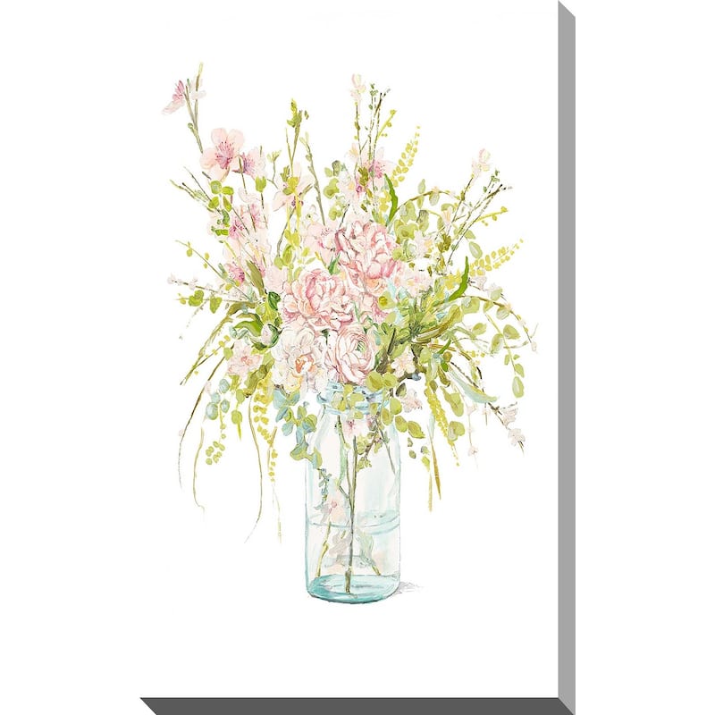 "Flowers in Glass Vase" Print on Canvas