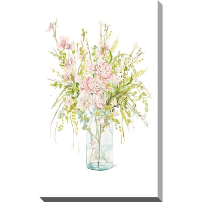 "Flowers in Glass Vase" Print on Canvas