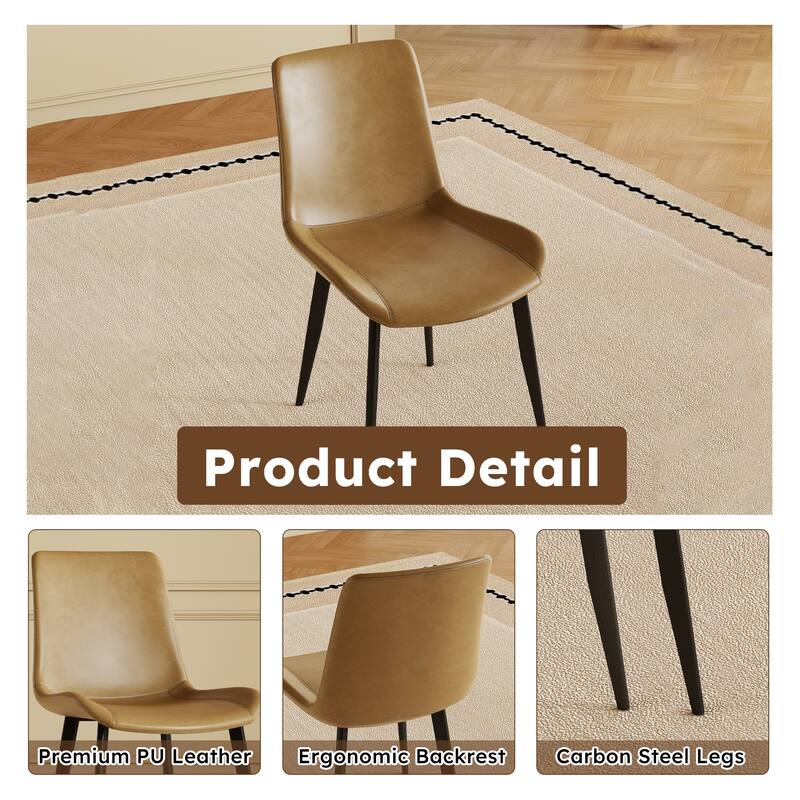 Brown Side Chair Reception Chair Meeting Room Chair Kitchen Chair Leather Armless Chair with Metal Legs