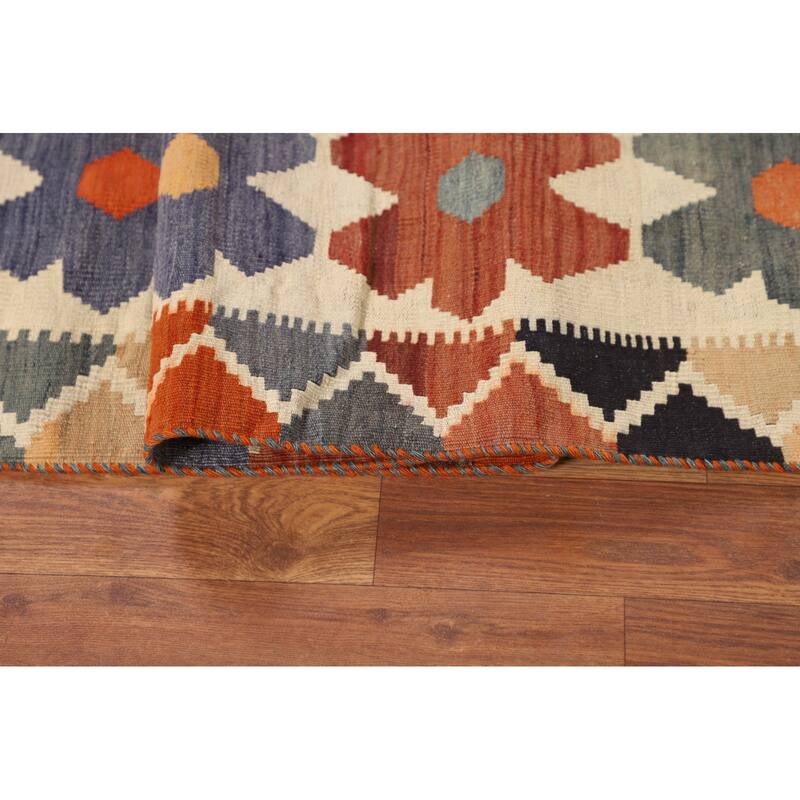 Kilim Qashqai Persian Vintage Rug Hand-Woven Tribal Wool Carpet - 5'1"x 8'2"