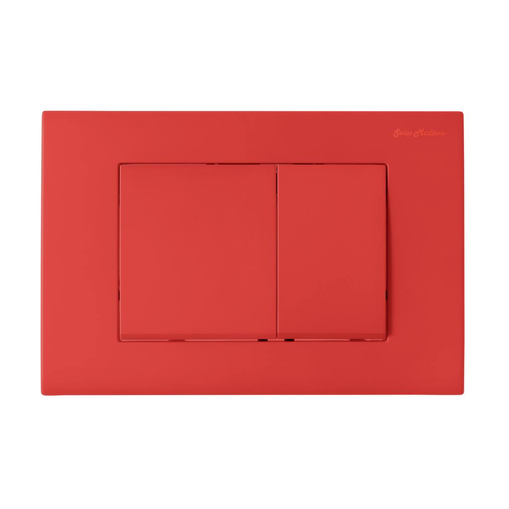 Wall Mount Dual Flush Actuator Plate With Square Push Buttons In Matte Red - 9.65" x 6.5" 0.45"
