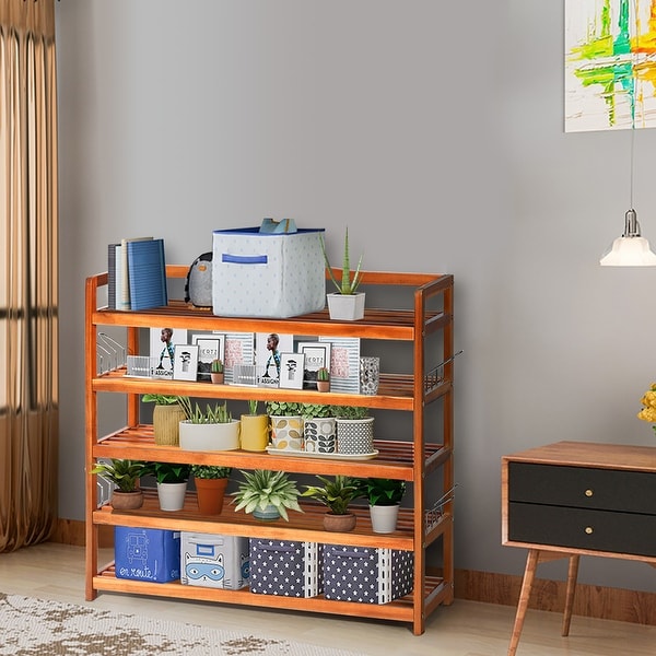 wooden shoe storage rack